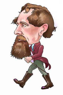 An image of Charles Dickens walking.