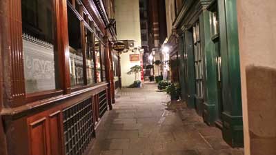 Castle Court at night.