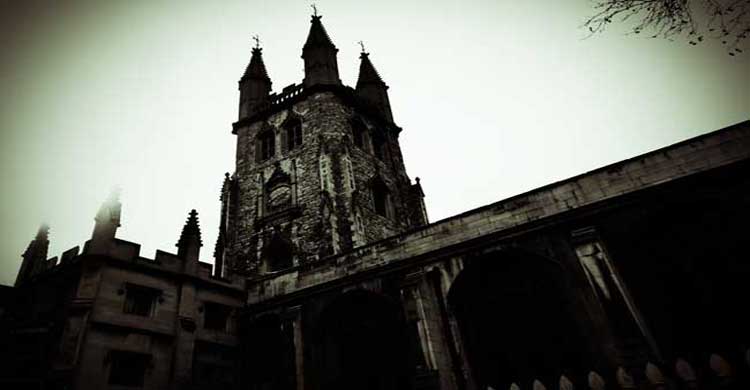 The tower of St Sepulchre's church featured on our FRiday night ghost walk.