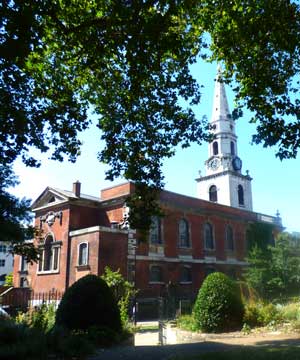 The church and spire of St George The Martyr, Borough.